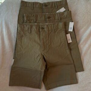 NWT Gap 3 pair boys khaki shorts 14 slim